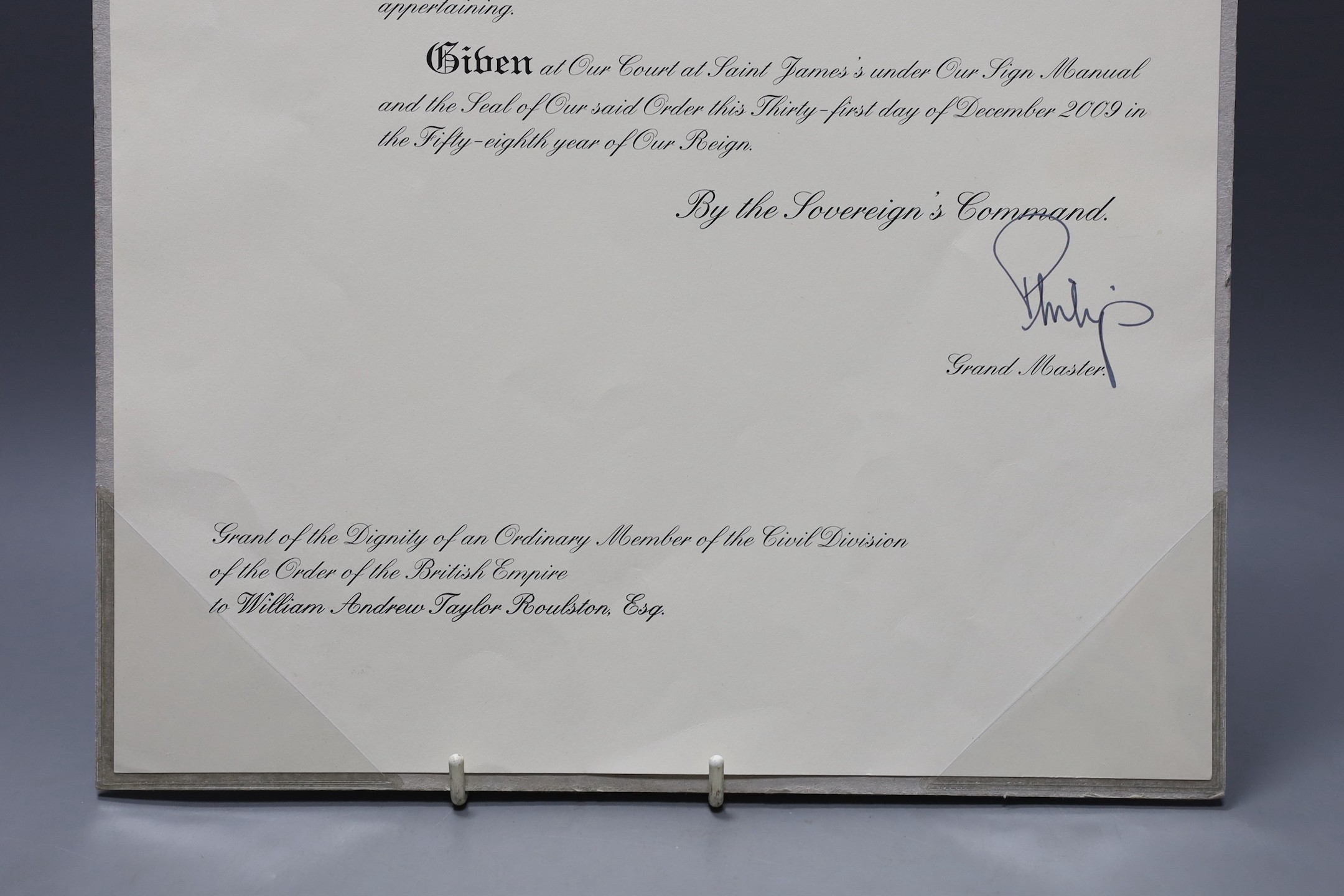 An MBE paper certificate and instructions